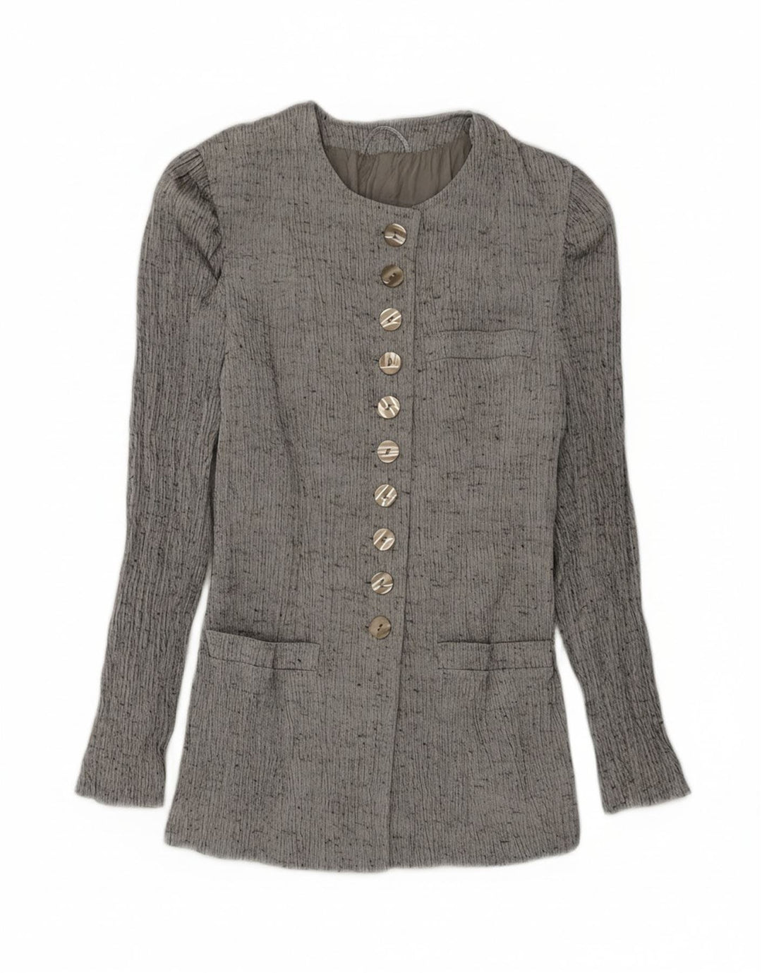 VINTAGE Womens Blazer Jacket UK 14 Medium  Grey Flecked Viscose