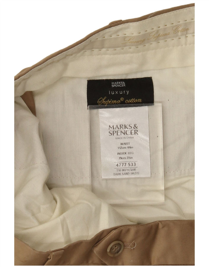 MARKS & SPENCER Pantalon de Costume Droit Homme W44 L31 Coton Beige