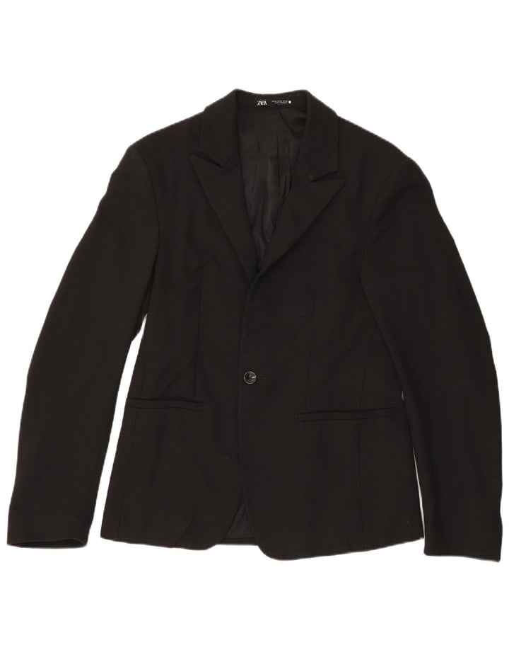 Zara Veste Blazer 1 Bouton Homme EU 46 Petit Noir