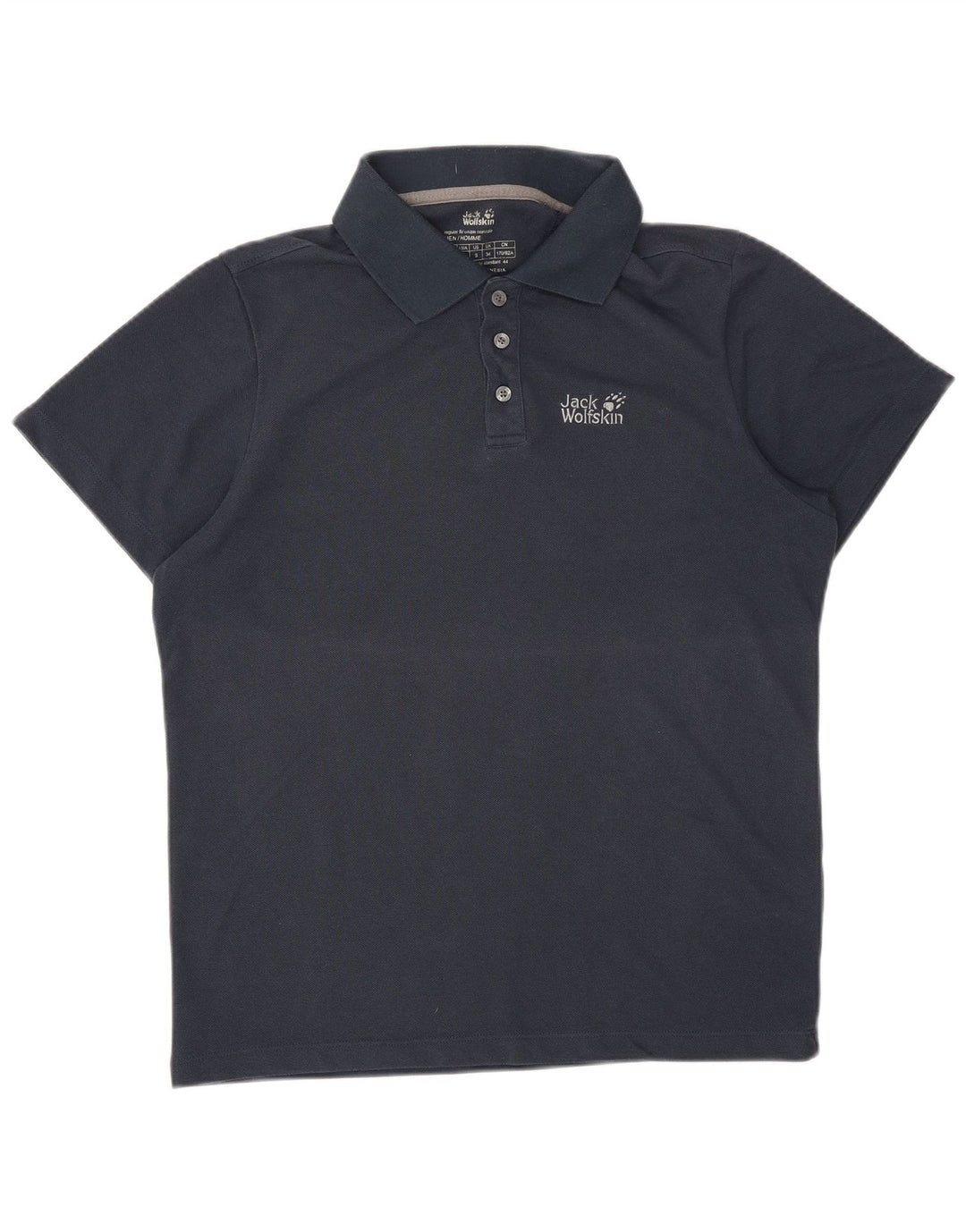 JACK WOLFSKIN Polo Homme UK 34 Petit Bleu Marine Polyester