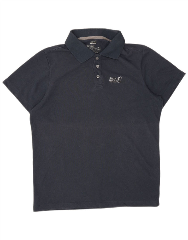 JACK WOLFSKIN Polo Homme UK 34 Petit Bleu Marine Polyester