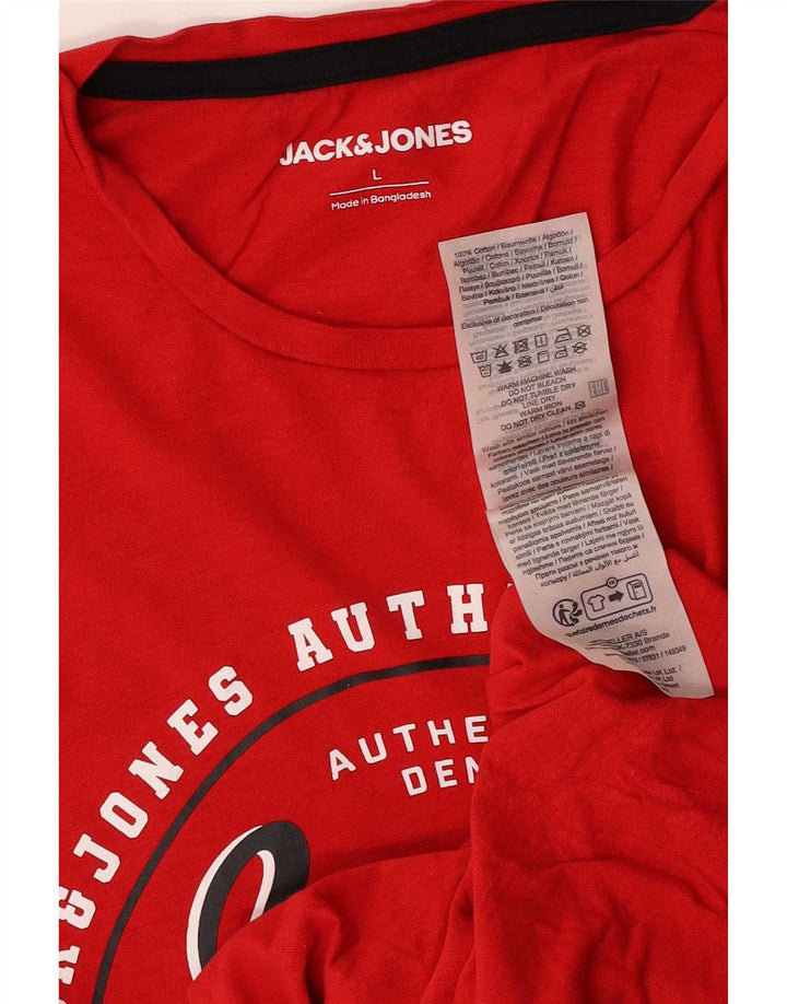 Jack & Jones Homme Regular Graphic T-Shirt Top Large Rouge Coton
