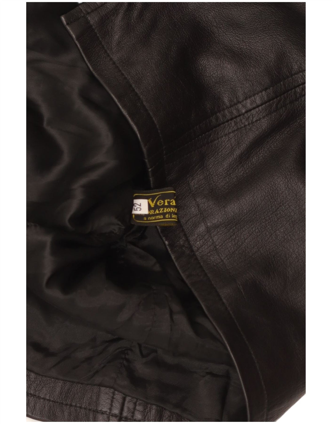 VINTAGE Veste en cuir femme UK 18 XL Noir