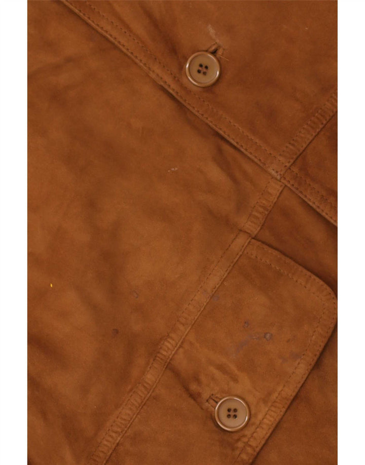 vintage Mens Suede Bomber Jacket IT 50 Grand Cuir Marron