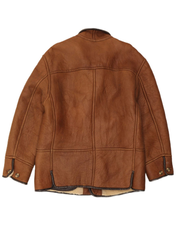 Aston Veste en cuir Sherpa pour homme UK 40 Large Marron