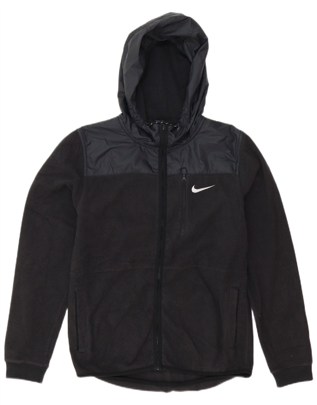 Nike Veste polaire à capuche pour homme UK 36 Petit Noir Colorblock Polyester