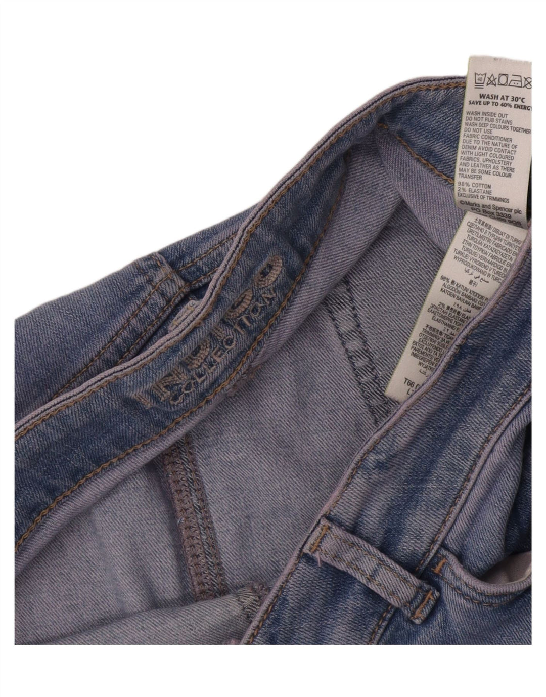 Marks & Spencer Jupe en jean indigo vieilli pour femme UK 12 Medium W32 Bleu
