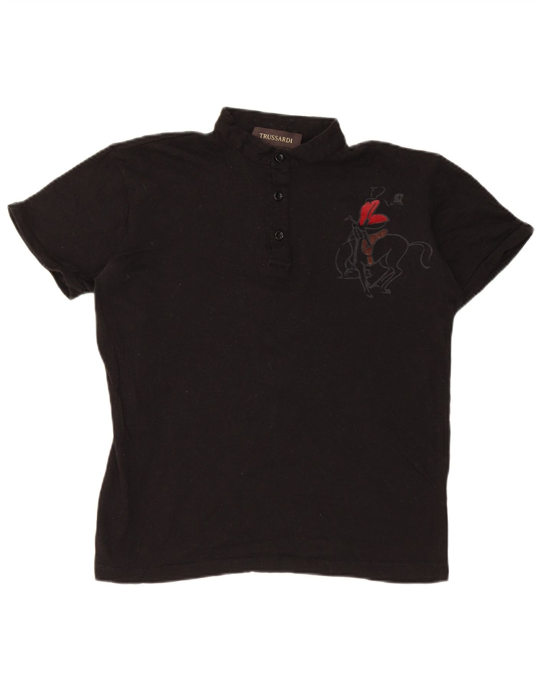 Trussardi Polo Graphique Femme UK 14 Medium Noir