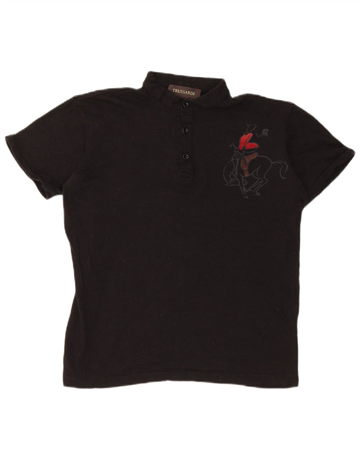 Trussardi Polo Graphique Femme UK 14 Medium Noir