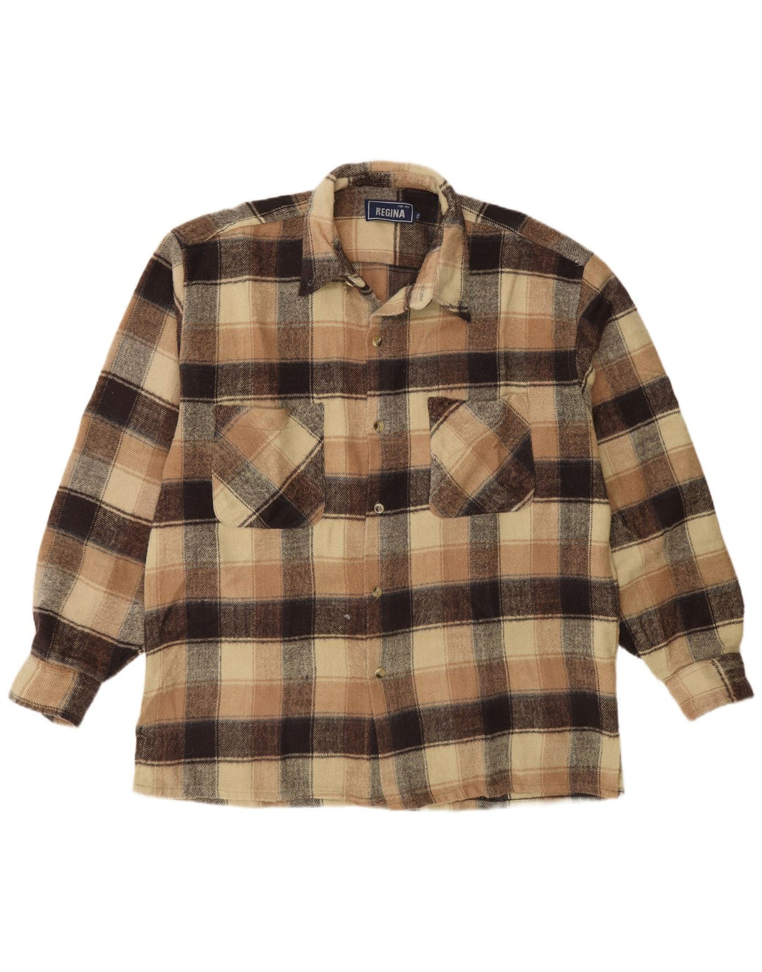 Regina Chemise en flanelle pour homme 2XL Beige à carreaux en acrylique