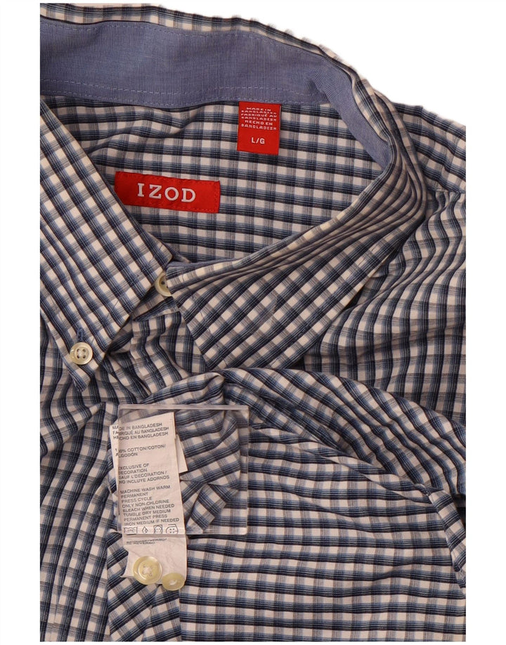 Izod Chemise Homme Grand Carreau Bleu Coton