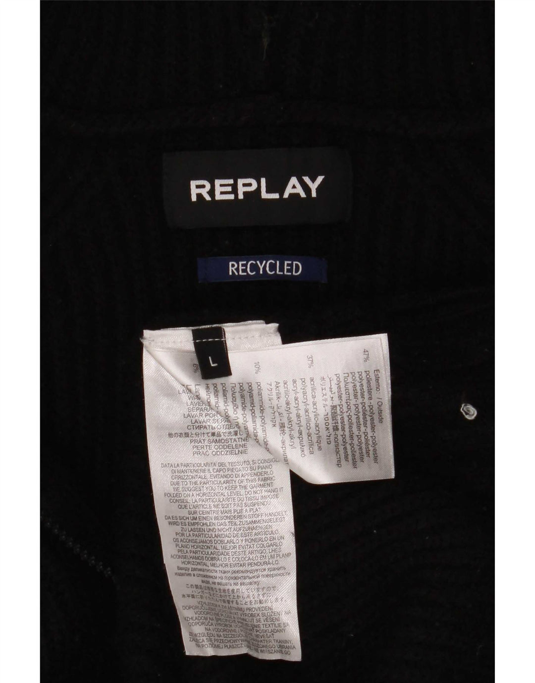 Replay Pull à capuche pour homme Large Noir Polyester
