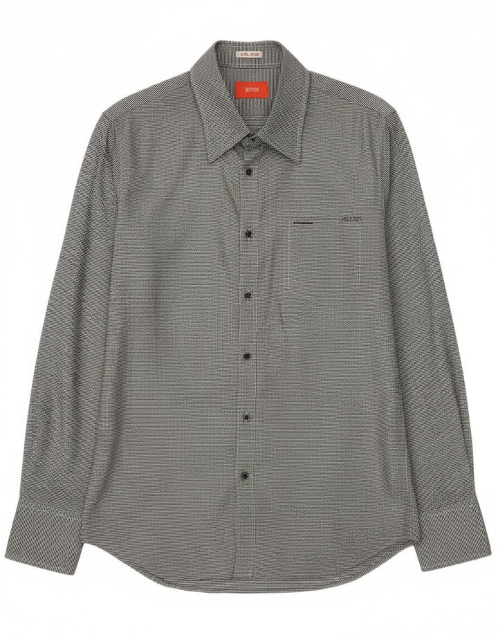 Hugo Boss Chemise homme en coton à fines rayures gris petit