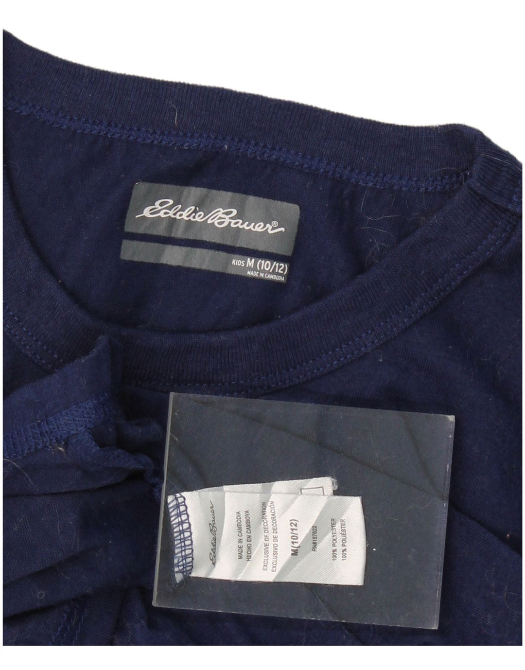 EDDIE BAUER Boys Top Long Sleeve 10-11 Years Medium Navy Blue Polyester