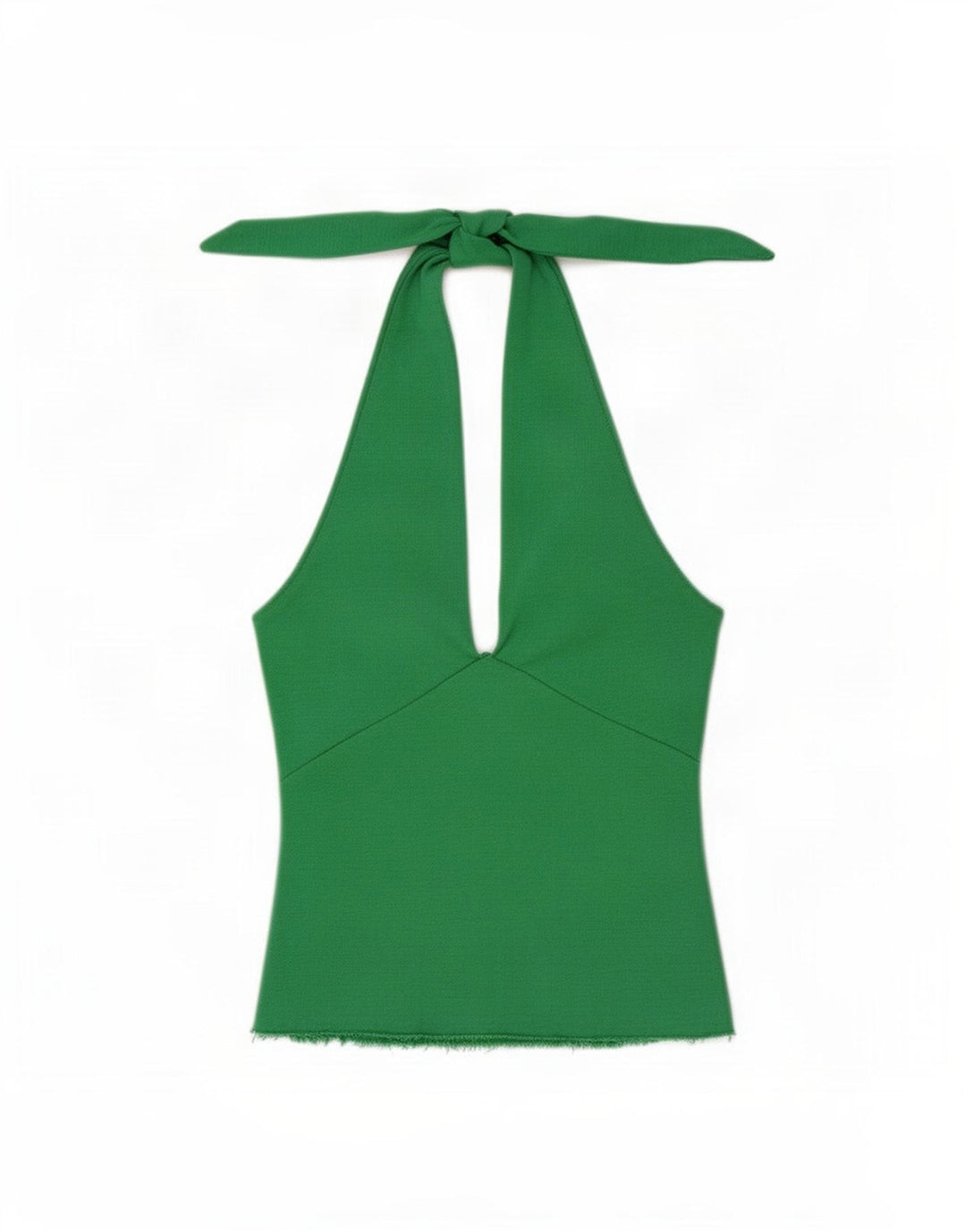 Zara Womens Crop Halter Top UK 12 Coton Vert Moyen