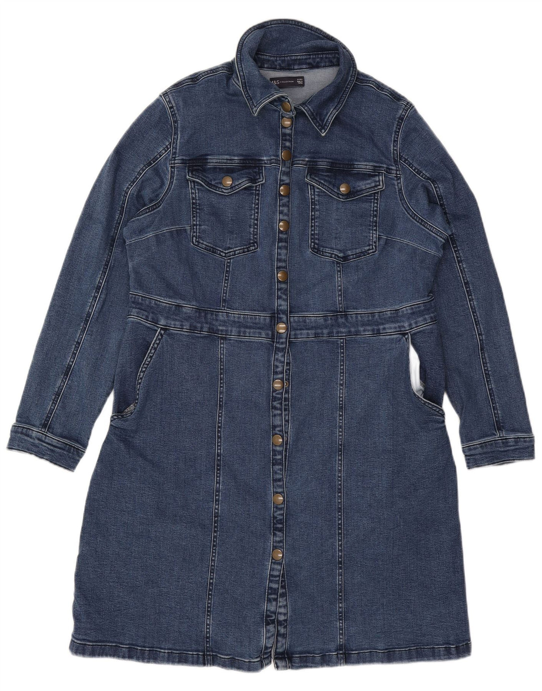 MARKS & SPENCER Robe chemise en jean pour femme UK 18 XL Bleu Coton