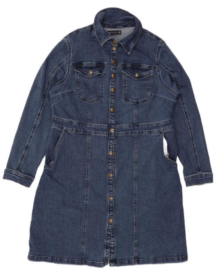 MARKS & SPENCER Robe chemise en jean pour femme UK 18 XL Bleu Coton