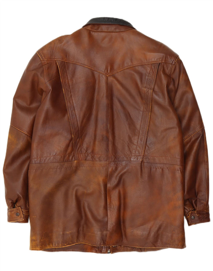 veste en cuir homme vintage UK 42 XL Marron