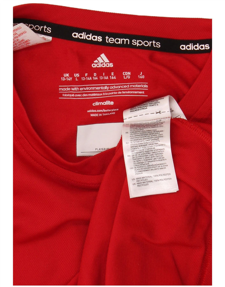 ADIDAS Garçon Climalite T-Shirt Top 13-14 ans Rouge Polyester
