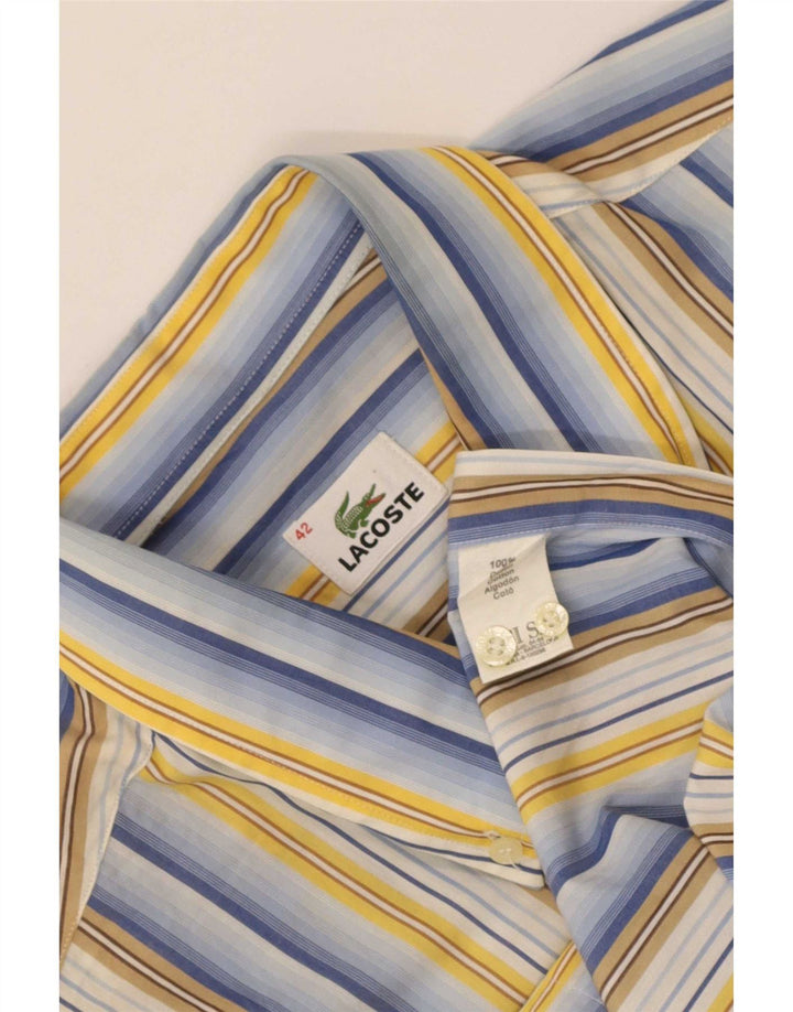 Lacoste Chemise à manches courtes pour homme Taille 42 Grand coton rayé multicolore