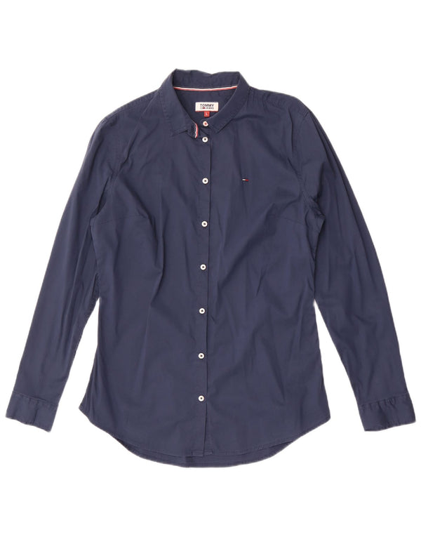 Tommy Hilfiger Chemise Femme UK 14 Large Bleu Marine Coton