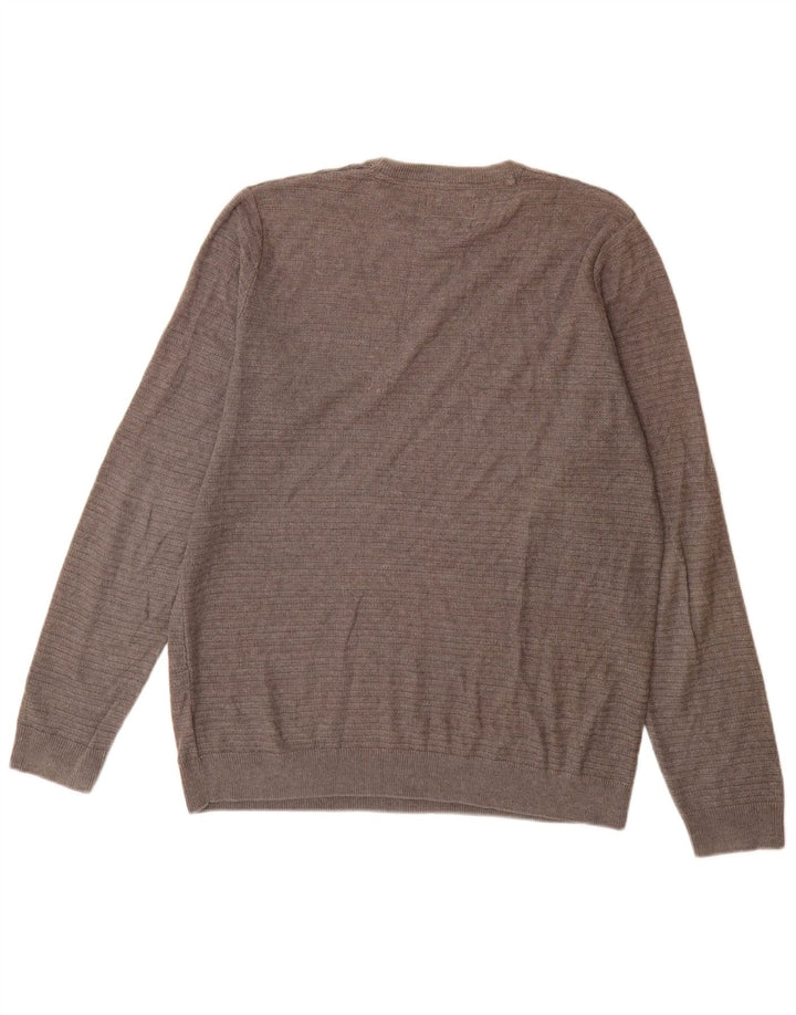 Marks & Spencer Pull Col Ras du Cou Homme Gris Moyen Coton