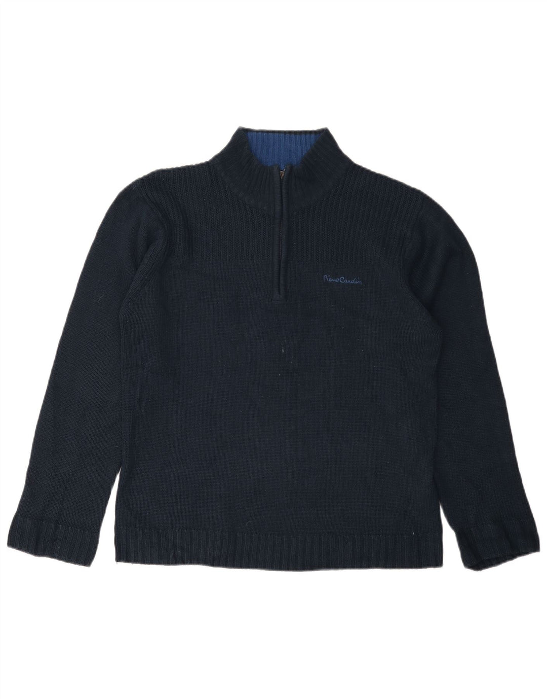 PIERRE CARDIN Pull Col Zippé Homme Bleu Marine Moyen Acrylique