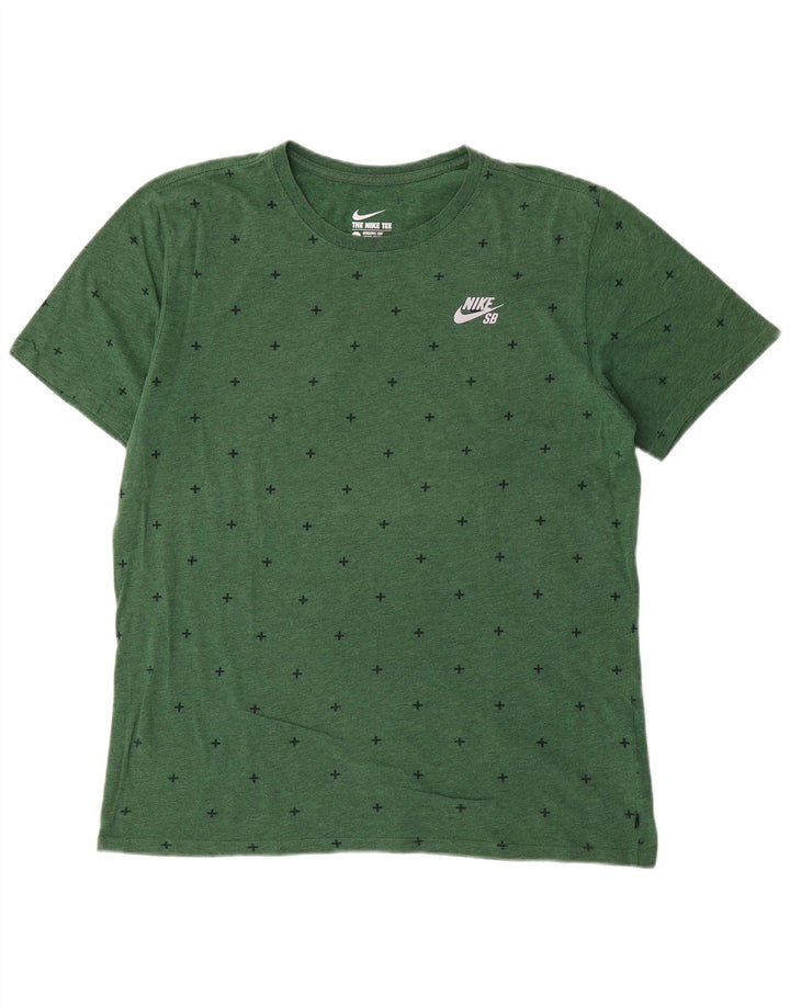Nike Mens Athletic Cut Abstract Pattern T-Shirt Top Large Vert Coton