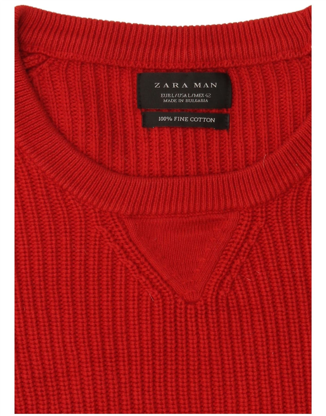 Zara Homme Pull Col Bateau Large Rouge Coton