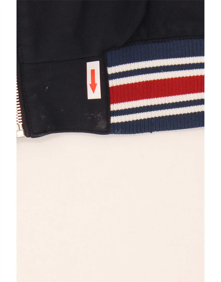 Zara Mens Bomber Jacket UK 40 Large Bleu Marine Rayé Viscose