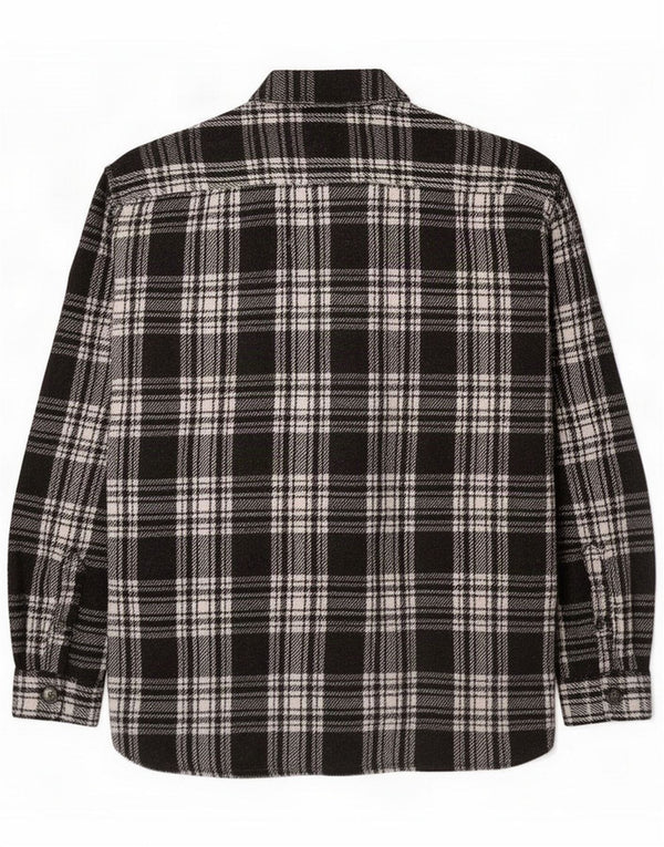 Vintage Mens Overshirt Flanelle Shirt Medium Black Plaid Polyester