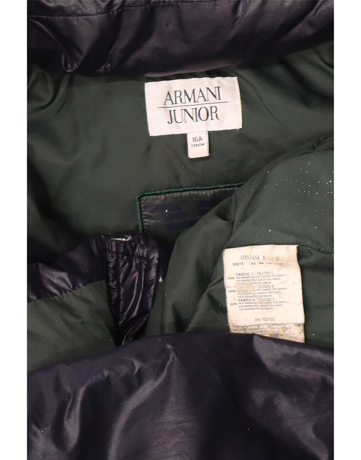 Armani Junior Veste matelassée à capuche pour garçon 15-16 ans Bleu marine Colourblock