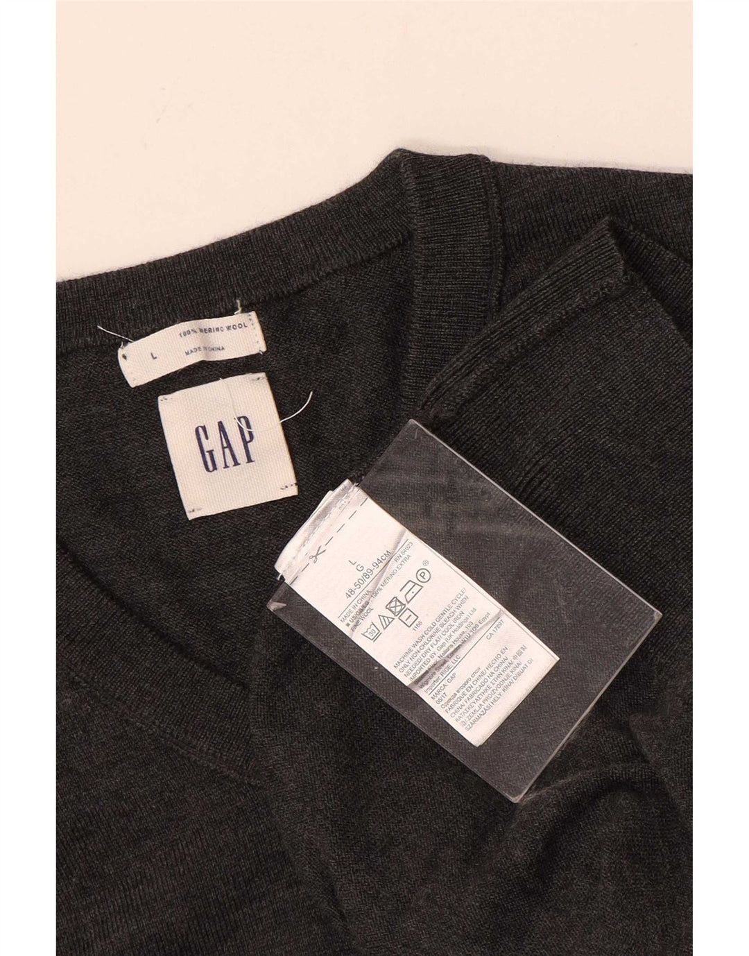 Gap Pull Col V Homme Large Gris Laine