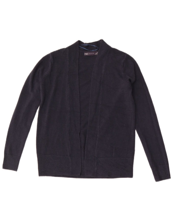 Marks & Spencer Pull Cardigan Ouvert pour Femme UK 6 XS Bleu Marine Acrylique