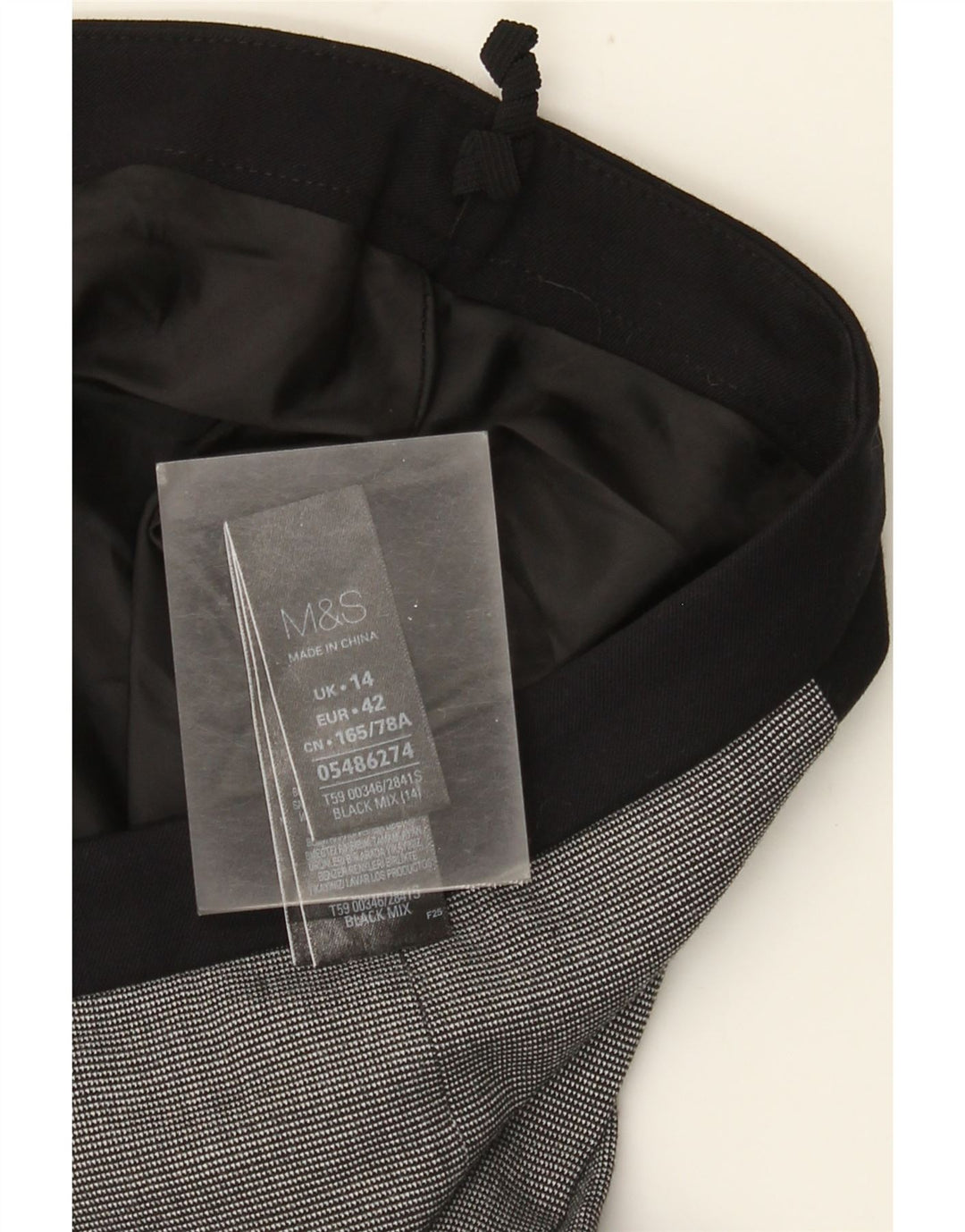 Marks & Spencer Jupe crayon pour femme UK 14 Large W34 Noir à carreaux Polyester