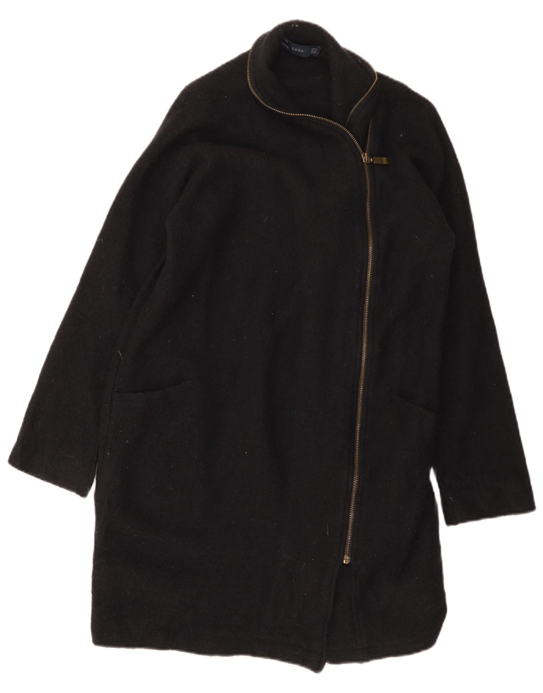Manteau Femme ZARA France 44 Laine Noir Moyen