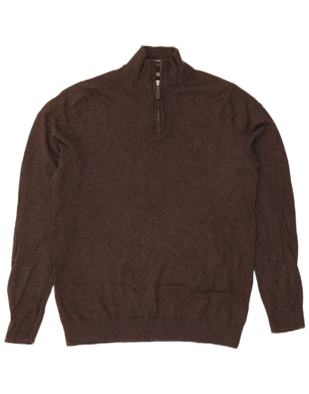 Fat Face Pull coupe classique à col zippé pour homme en coton marron Taille L
