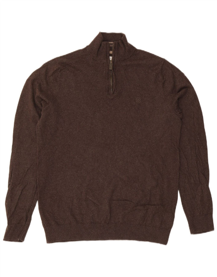 Fat Face Pull coupe classique à col zippé pour homme en coton marron Taille L