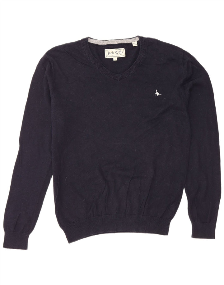 JACK WILLS Pull Col V Homme Petit Bleu Marine Coton