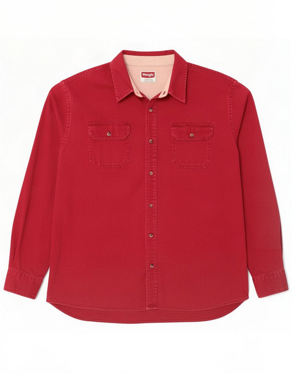 Wrangler Chemise en jean pour homme XL Coton rouge
