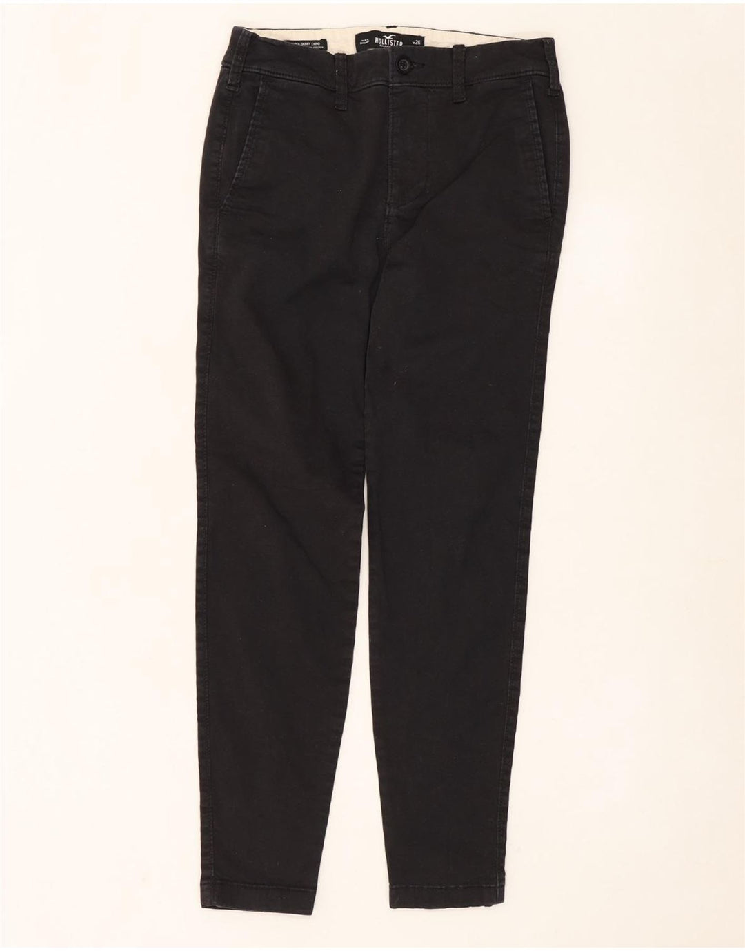 HOLLISTER Pantalon Chino Skinny Femme W26 L30 Noir Coton