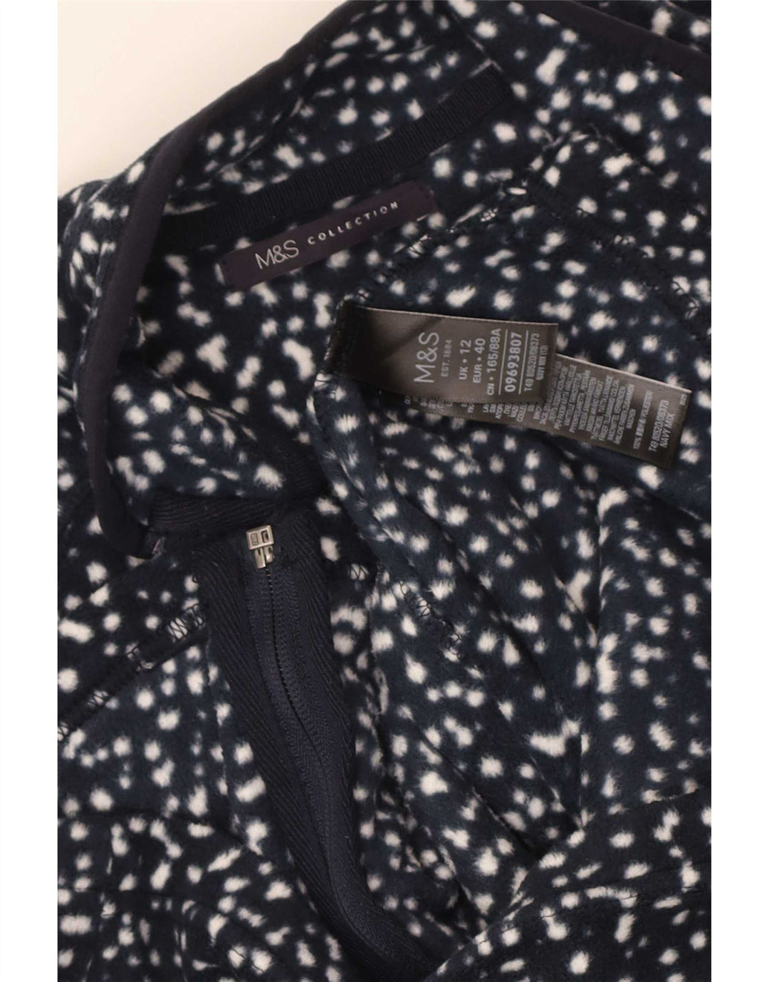 Marks & Spencer Veste polaire pour femme UK 12 Bleu marine moyen à pois