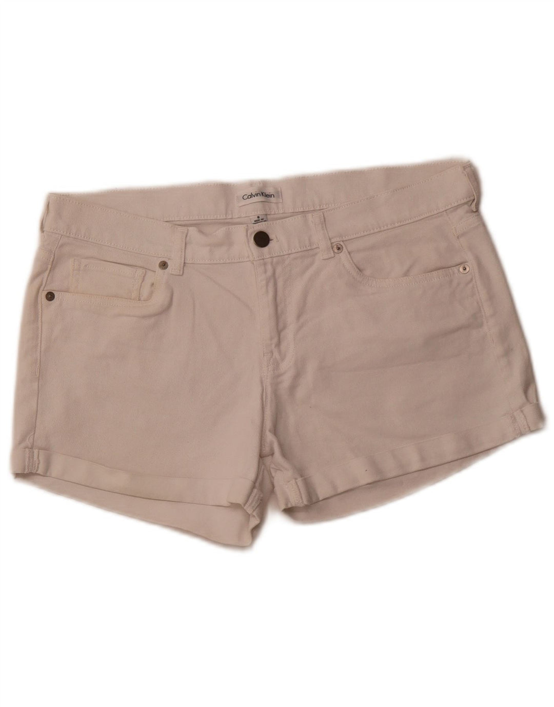 CALVIN KLEIN Short en jean pour femme US 8 Medium W32 Coton blanc