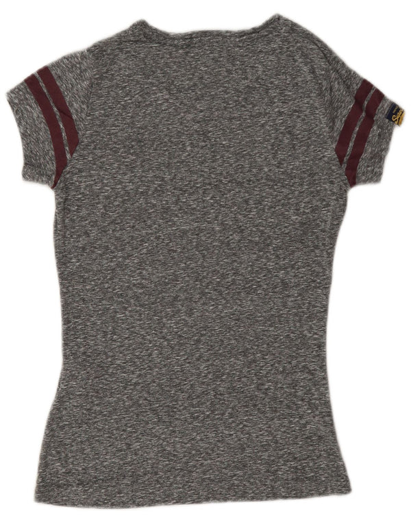 Superdry T-Shirt Graphique Femme UK 6 XS Gris Moucheté Polyester
