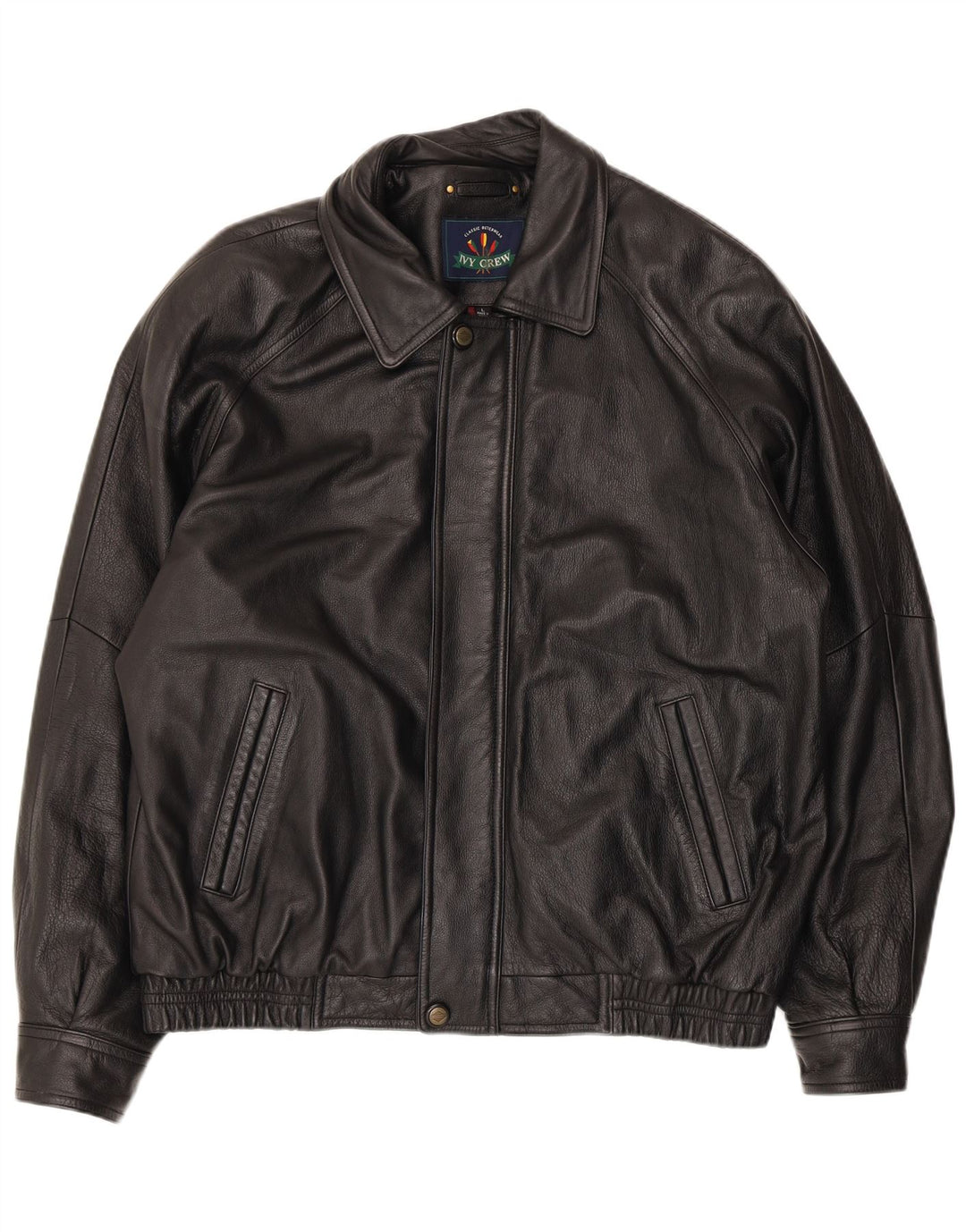 Ivy Crew Veste en cuir pour homme UK 40 Large Noir