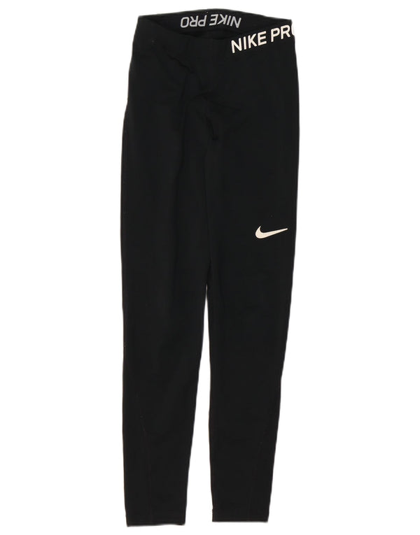 NIKE Legging graphique Dri Fit pour femme UK 4 XS Noir