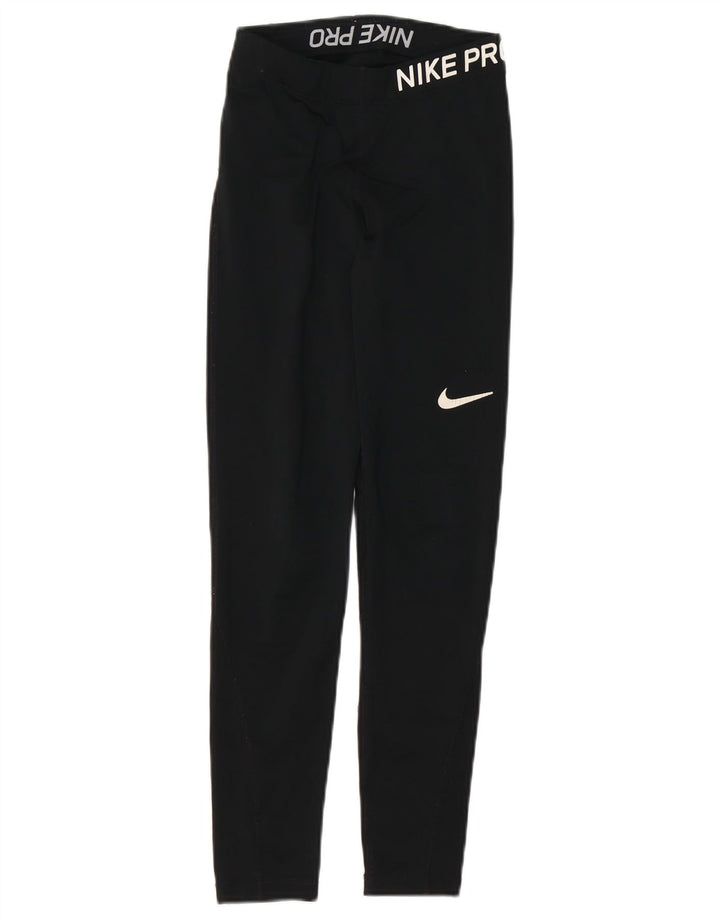 NIKE Legging graphique Dri Fit pour femme UK 4 XS Noir