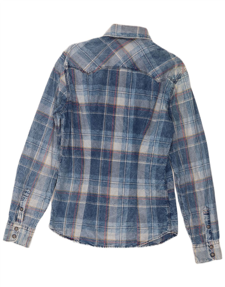 Gas Chemise Western Homme Grand Carreau Bleu