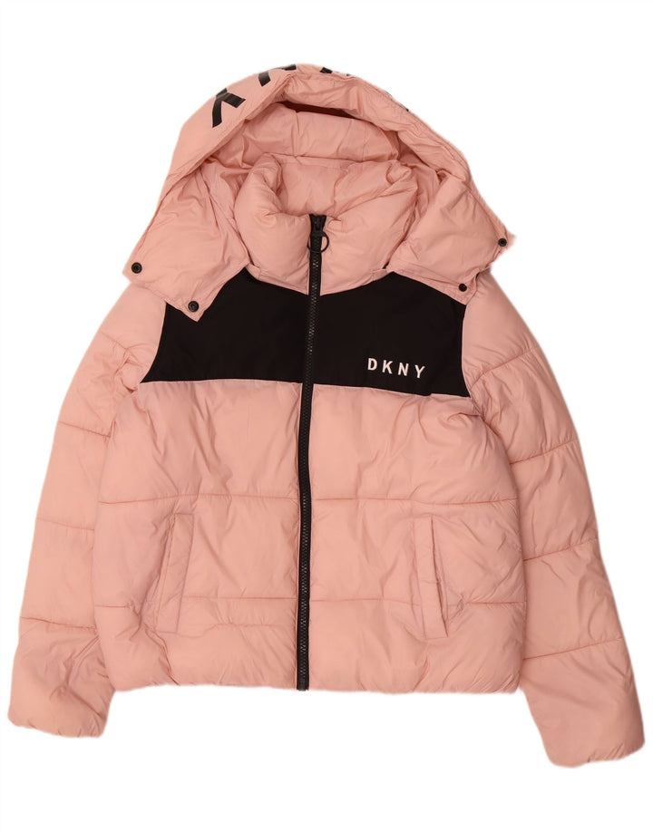 Dkny Veste matelassée graphique surdimensionnée pour femme UK 16 Large Rose Colourblock