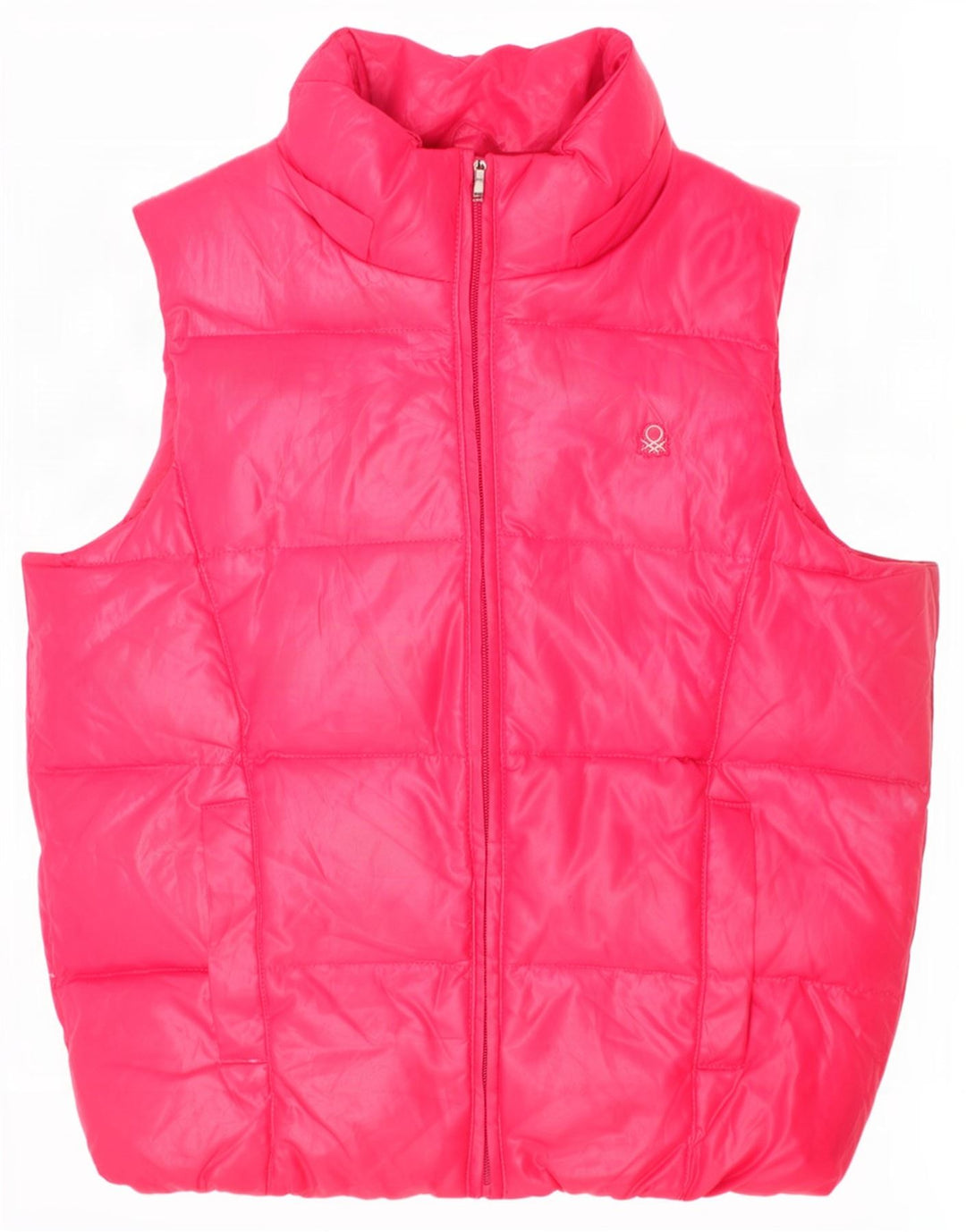 Benetton Gilet Rembourré Fille 8-9 Ans Grand Rose Polyester